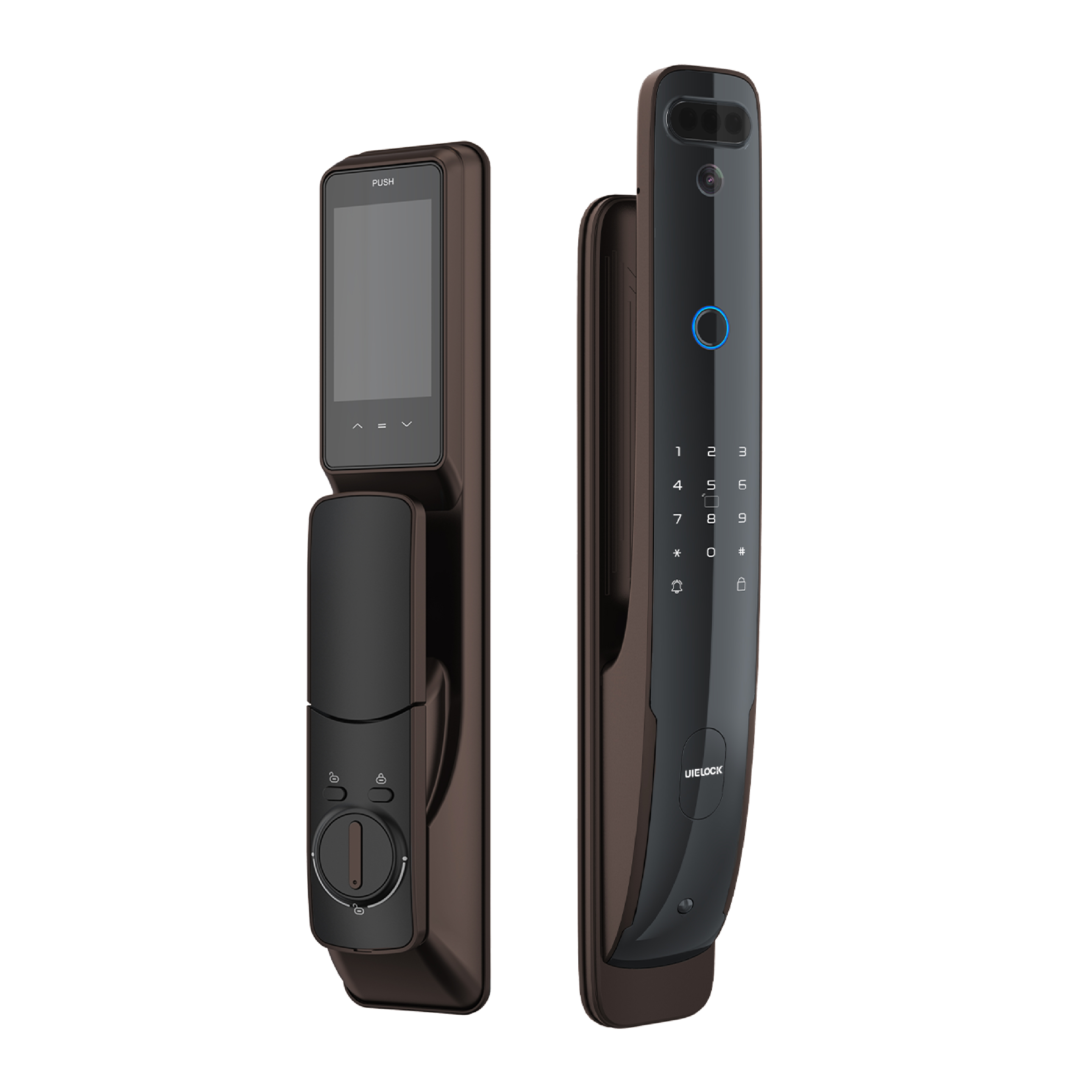 QA70 sidik jari 3D pengenalan wajah Tuya smart door lock dengan kamera