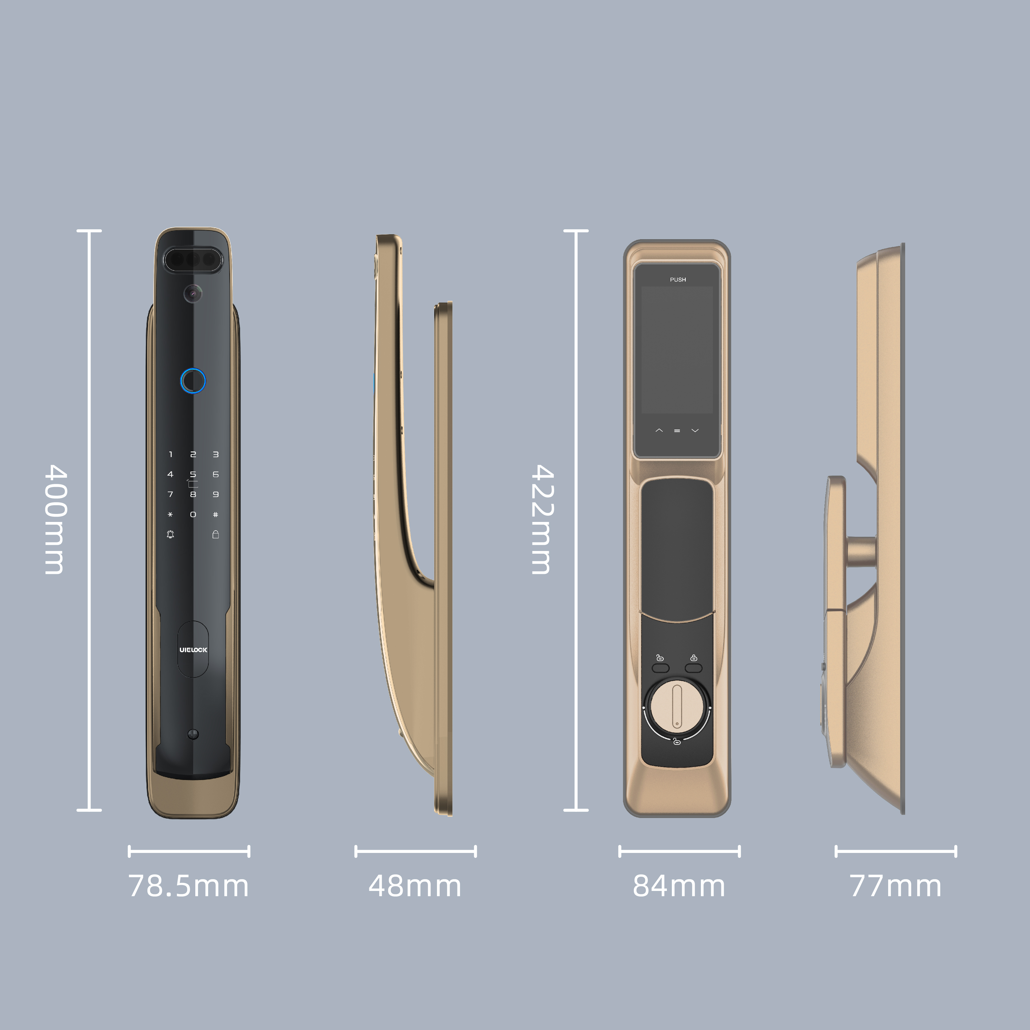QA70 sidik jari 3D pengenalan wajah Tuya smart door lock dengan kamera
