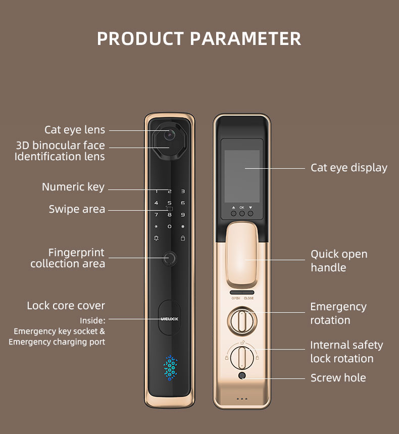 UIELOCK QA60 Plus Smart Lock із венами долоні та 3D-розпізнаванням обличчя